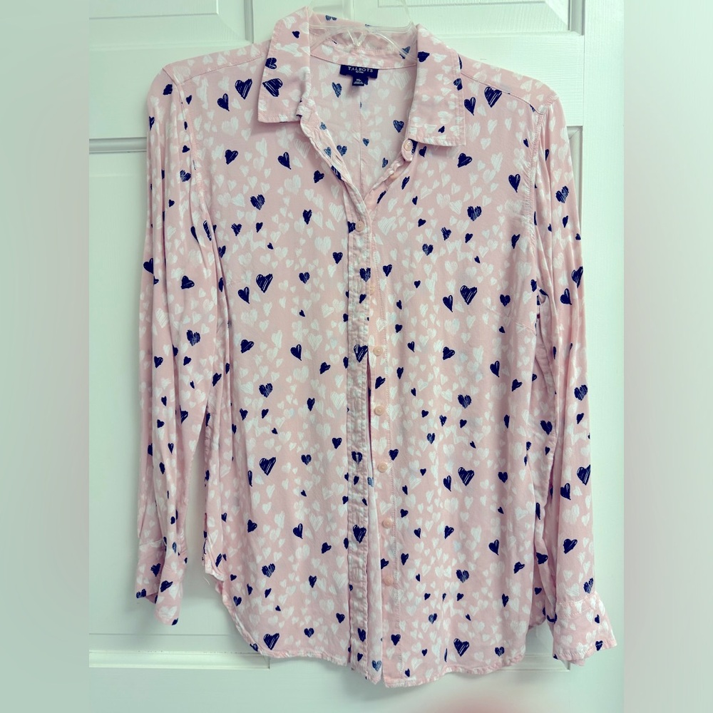 Talbots hearts blouse
